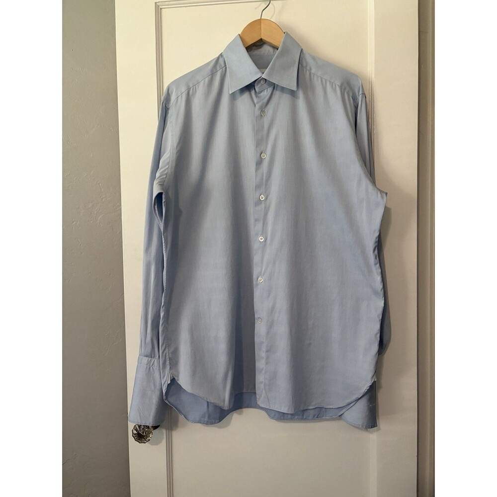 Ermenegildo Zegna Shirt Mens 16.5 / 42 Blue French Cuff Long Sleeve Button Up